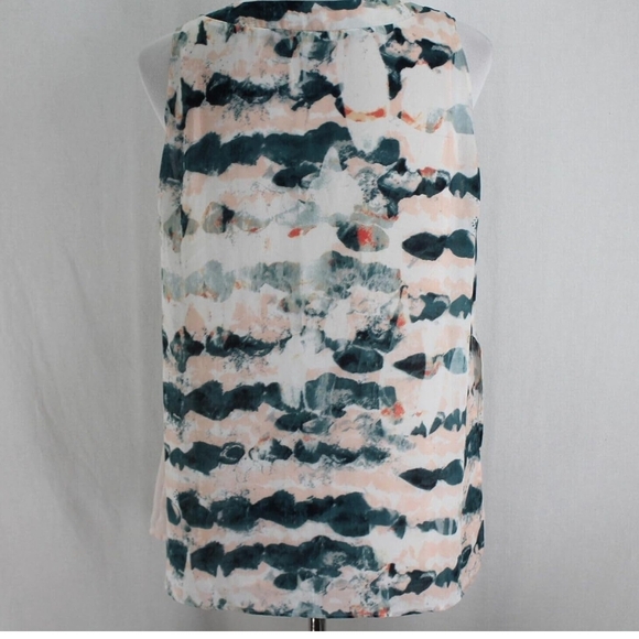 Cabi Pink Green Gelato Watermark Print V Neck Sleeveless Layered Women Top - Picture 4 of 7